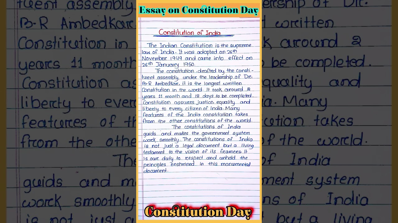 Paragraph essay on Constitution Day in English l Constitution Day Speech in English l Constitution