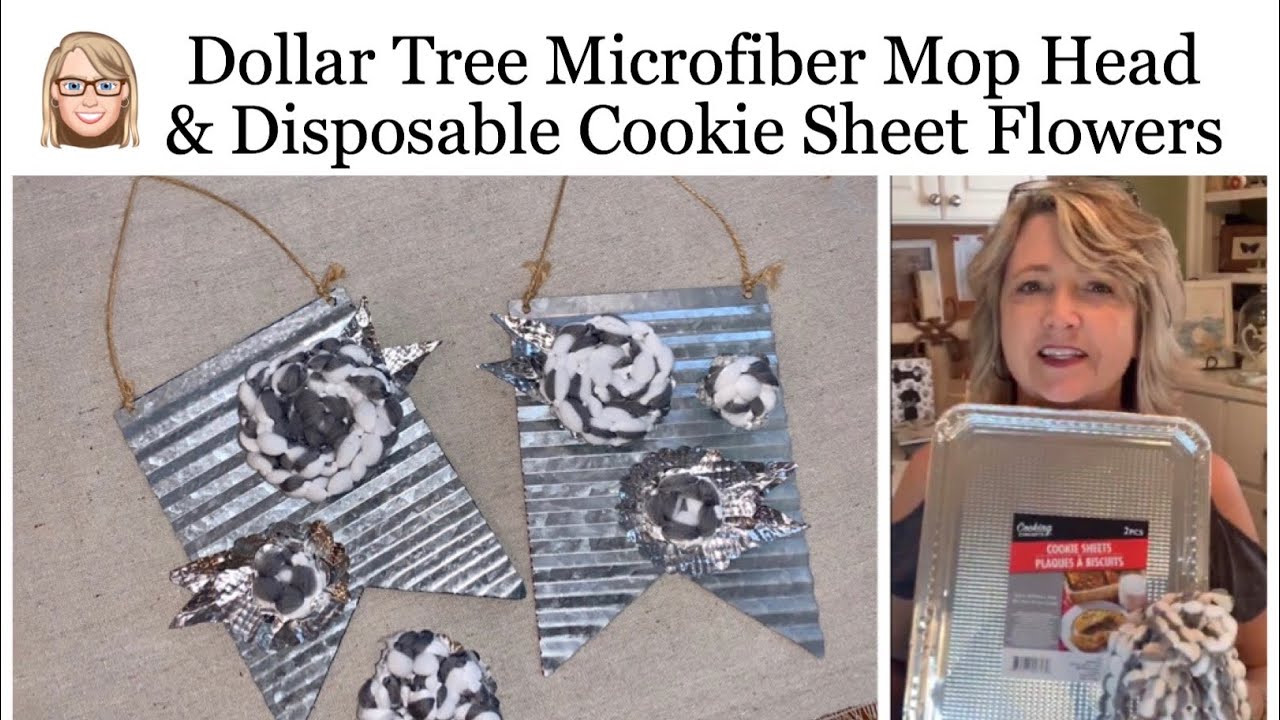 Dollar Tree Microfiber Mop Head & Disposable Cookie Sheet Flowers