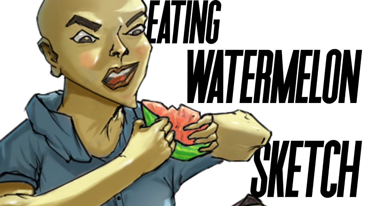 Eating Watermelon Digital Art. #csp #clipstudiopaint #digitalart