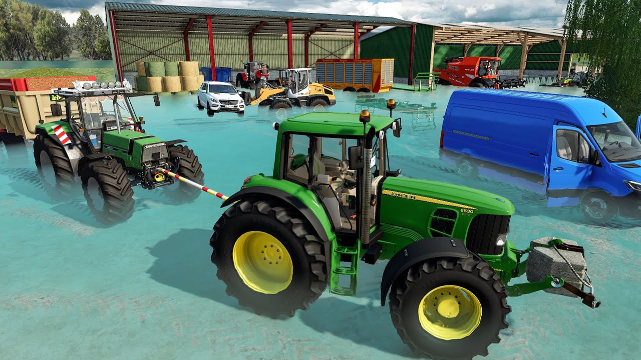 Ferme pleine de tracteurs inondée à cause d'un énorme orage | Farming Simulator 22 RolePlay
