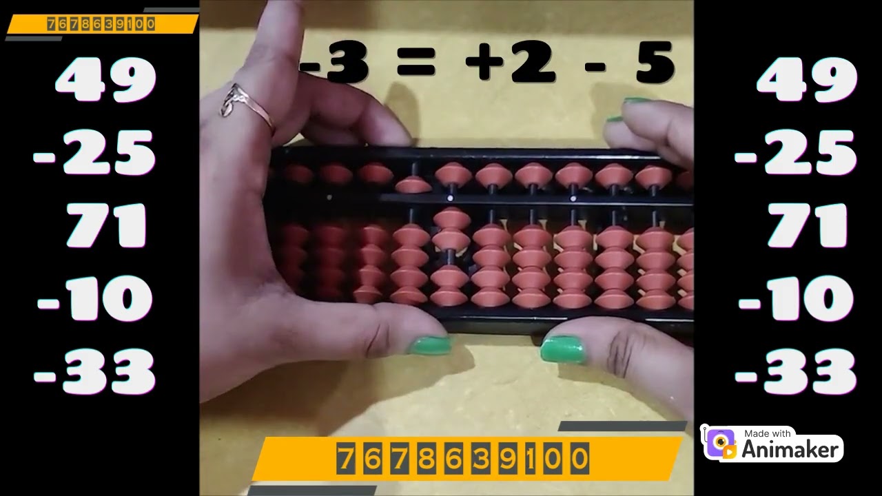 5 complement double digit sums on abacus tool