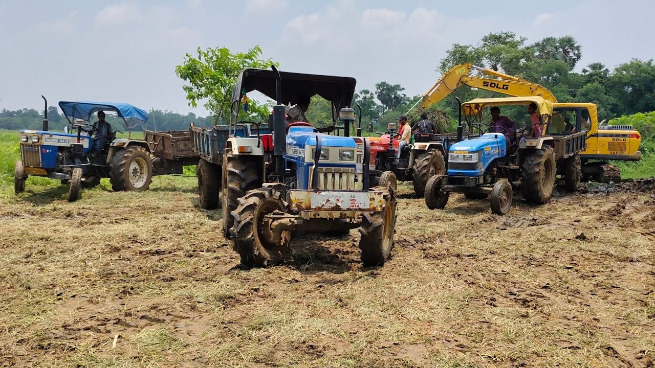 SDLG Eco Working With Sonalika Tractor Swaraj 744 4X4 Stuck Swaraj 855 Stuck in Mud Very Badly