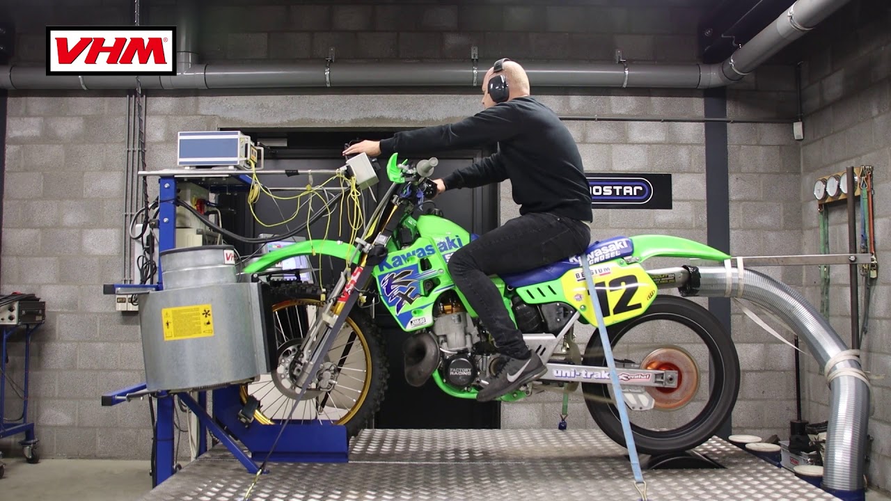Dyno test Kawasaki KX500 with VHM cylinder head with Dyno graph