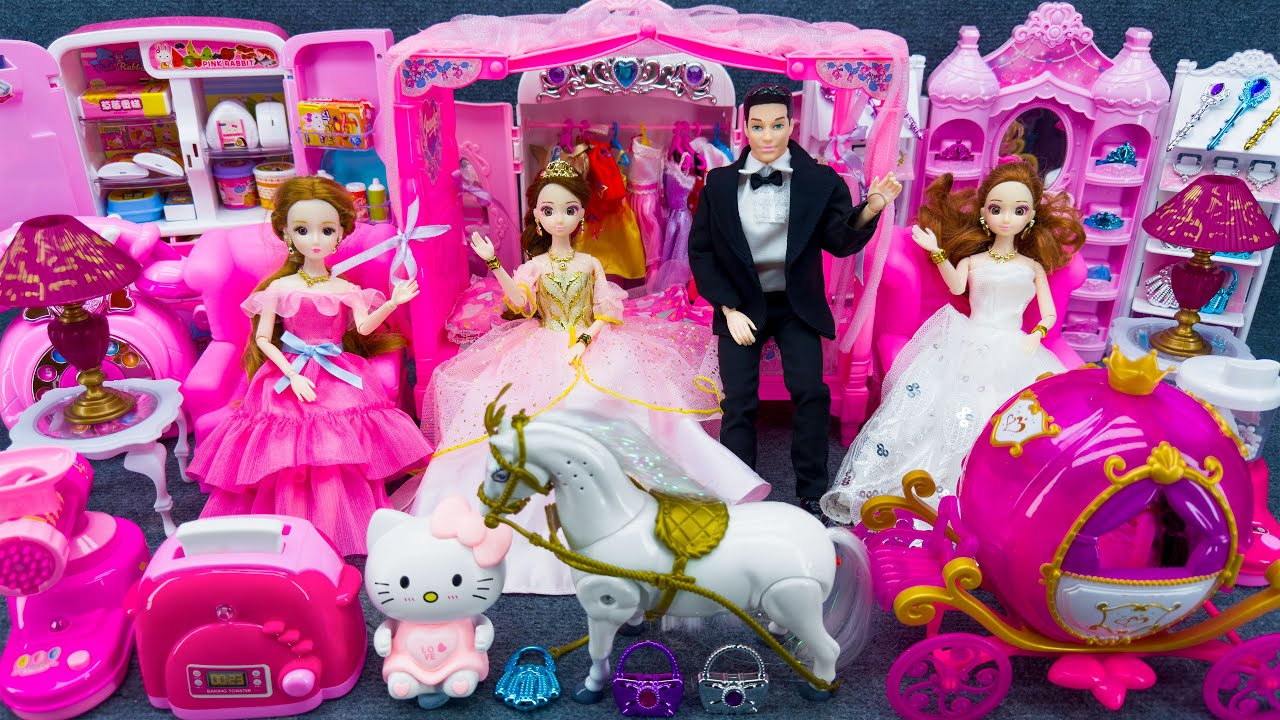 20 Minutes Satisfying Unboxing Royal Barbie Princess Bedroom and Wedding Dress Up｜Review Toys