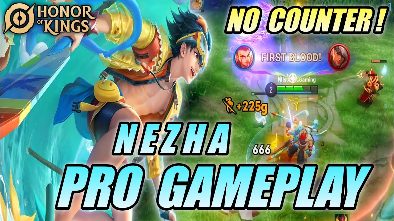 NEZHA PRO GAMEPLAY HONOR OF KINGS (HOK) SUPER STRONG FIGHTER NO COUNTER! | NEW SKIN NEZHA RARE