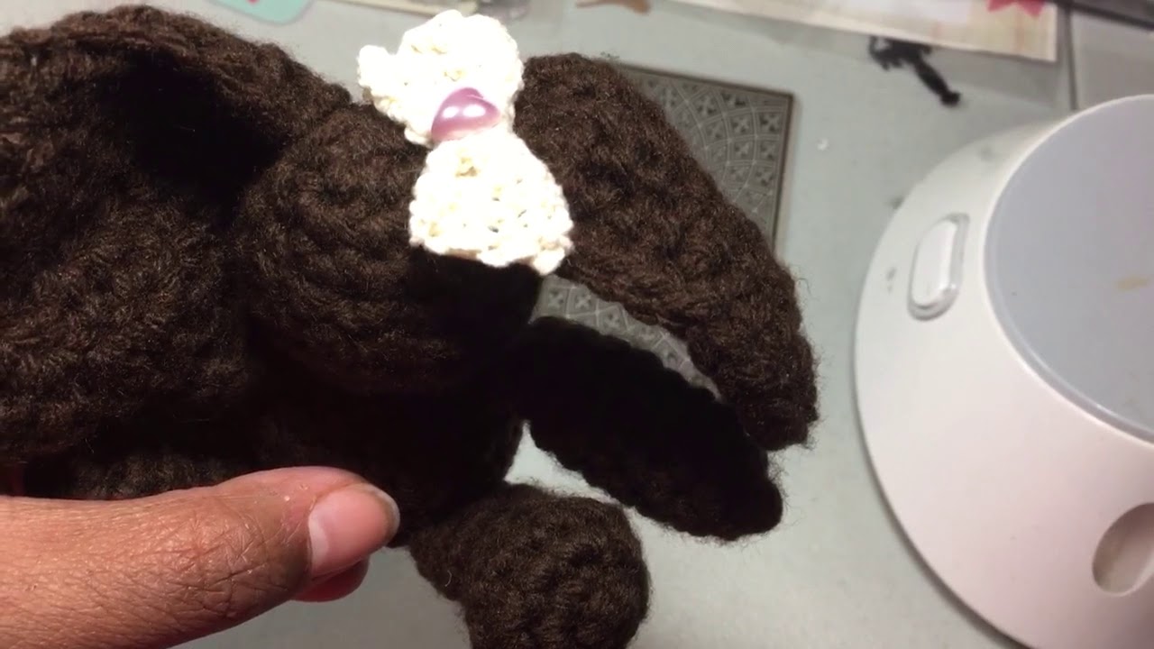 Mini chocolate crochet bunny for swap
