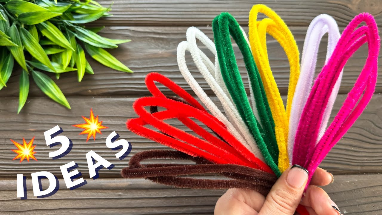 5 IDEAS 💥 Easy Pipe Cleaner Crafts Pipe Cleaner Chenille Decoration Ideas