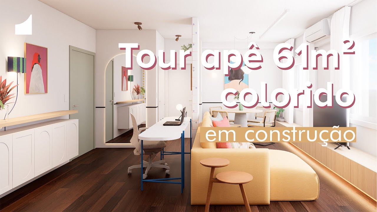 Tour apê colorido 61 m²: modificamos a planta da construtora!