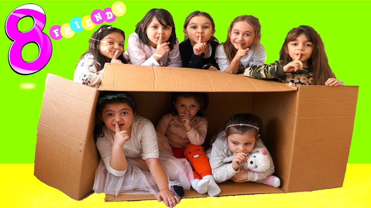 Eight  friends played hide and seek and  the floor is lava - fun kids video