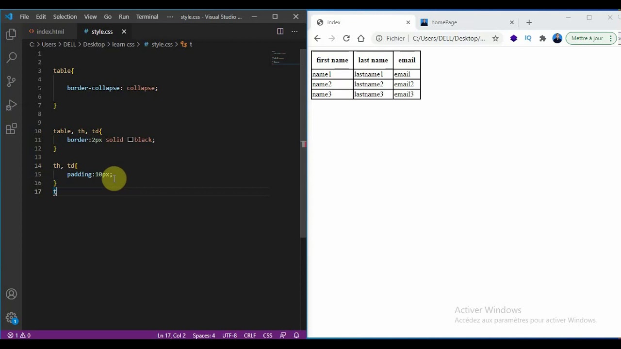 #23 شرح شامل ومفصل لكيفية اعطاء ستايل للجداول    css شرح