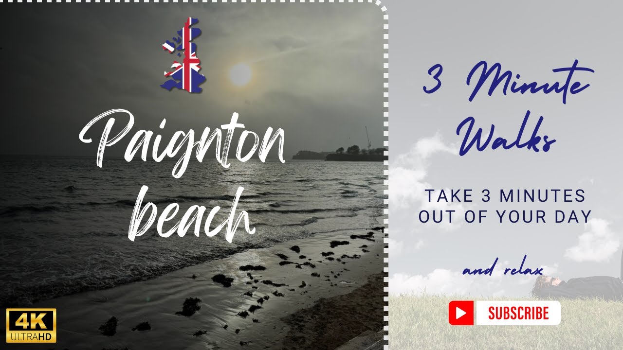 4K 3-Minute Walk on Paignton Beach | Scenic Devon Coast Tour