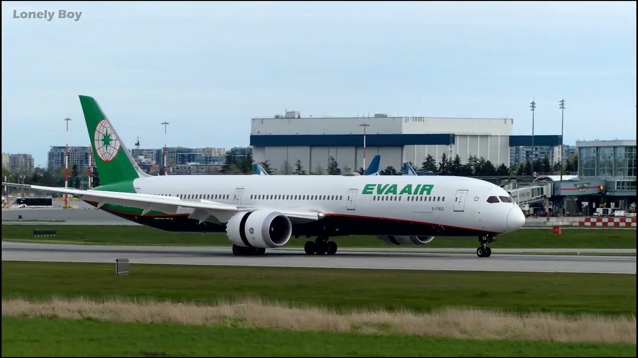 EVA Air - Boeing 787 10 Dreamliner from Taipei - YVR Airport 4K