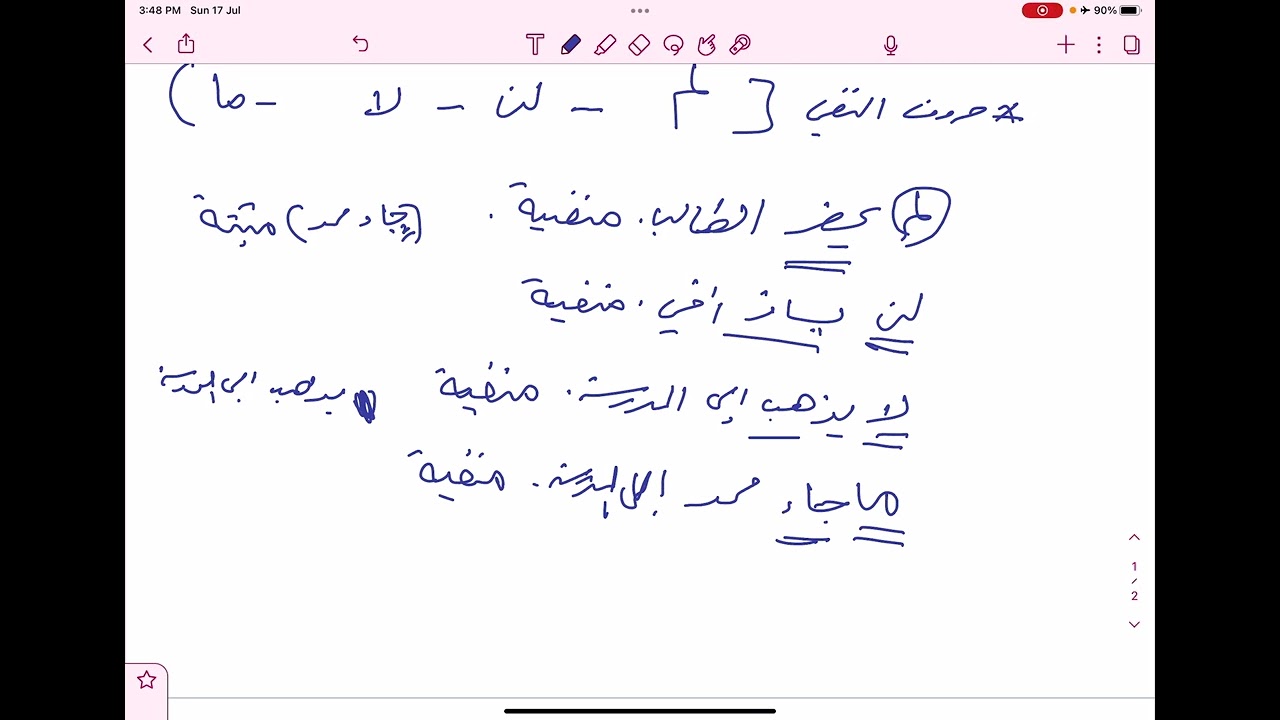 الجملة الخبرية المنفية ( الفعلية) ـ لغتي ( ثاني متوسط )