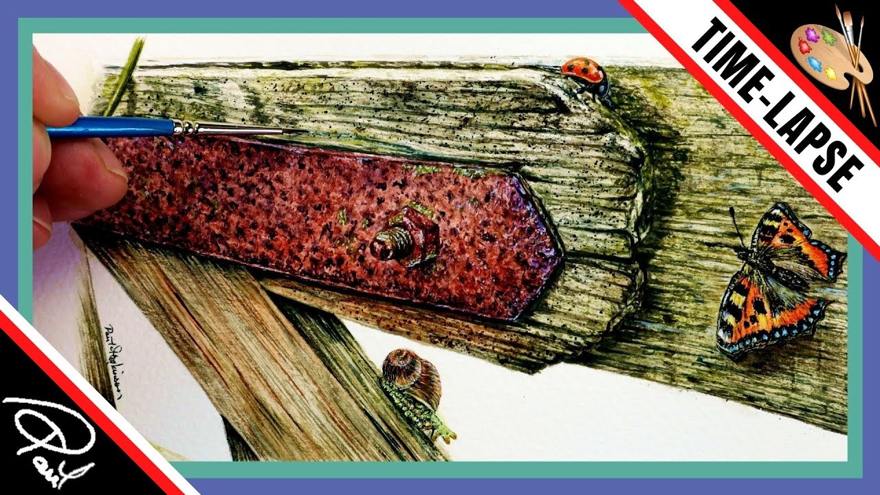 3 Different Watercolor Texture Techniques, HOW TO PAINT Wood, Rust & Wildlife