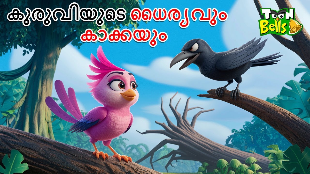 കുരുവിയുടെ ധൈര്യവും കാക്കയും | Malayalam Fairy Tales | Cartoon Moral Stories|Toon Bells TV Malayalam
