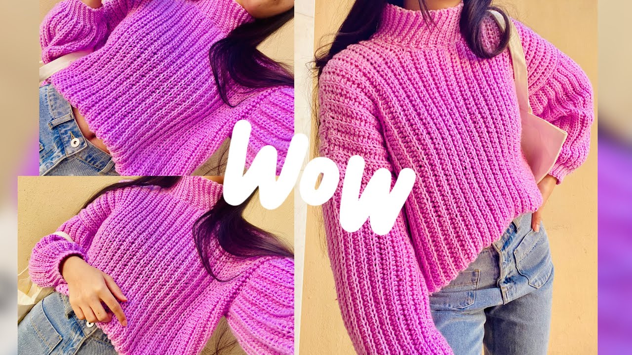 پارت اول: آموزش بافت ژاکت یقه اسکی زمستانی ساده و شیک ( How to crochet Amazing sweater)