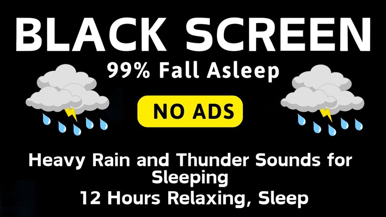 🔴 Heavy Rain and Thunder Sounds for Sleeping | Perfect for Deep Sleep and Relaxation - Black Screen