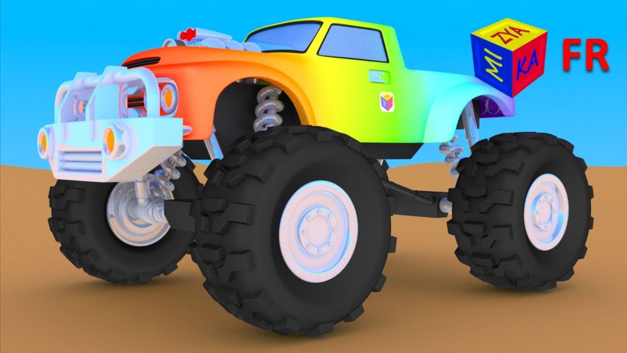 Jeu d&rsquo;assemblage: CAMION MONSTRE. Dessin anim&eacute; &eacute;ducatif en fran&ccedil;ais pour enfants