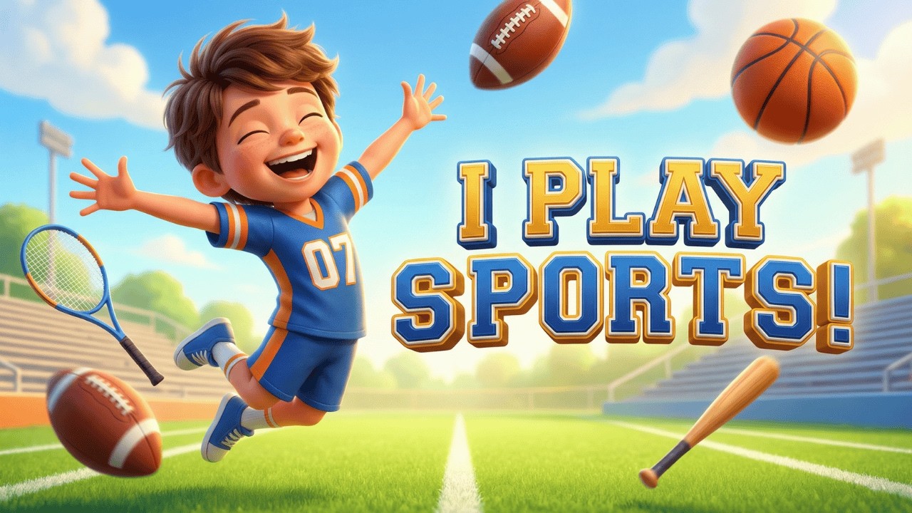 I PLAY SPORTS! ⚽🏀 Aprenda Esportes e Verbos de Ação em Inglês (Kids English)