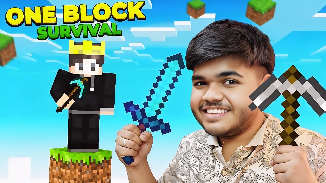 Grinding in One Block | Minecraft