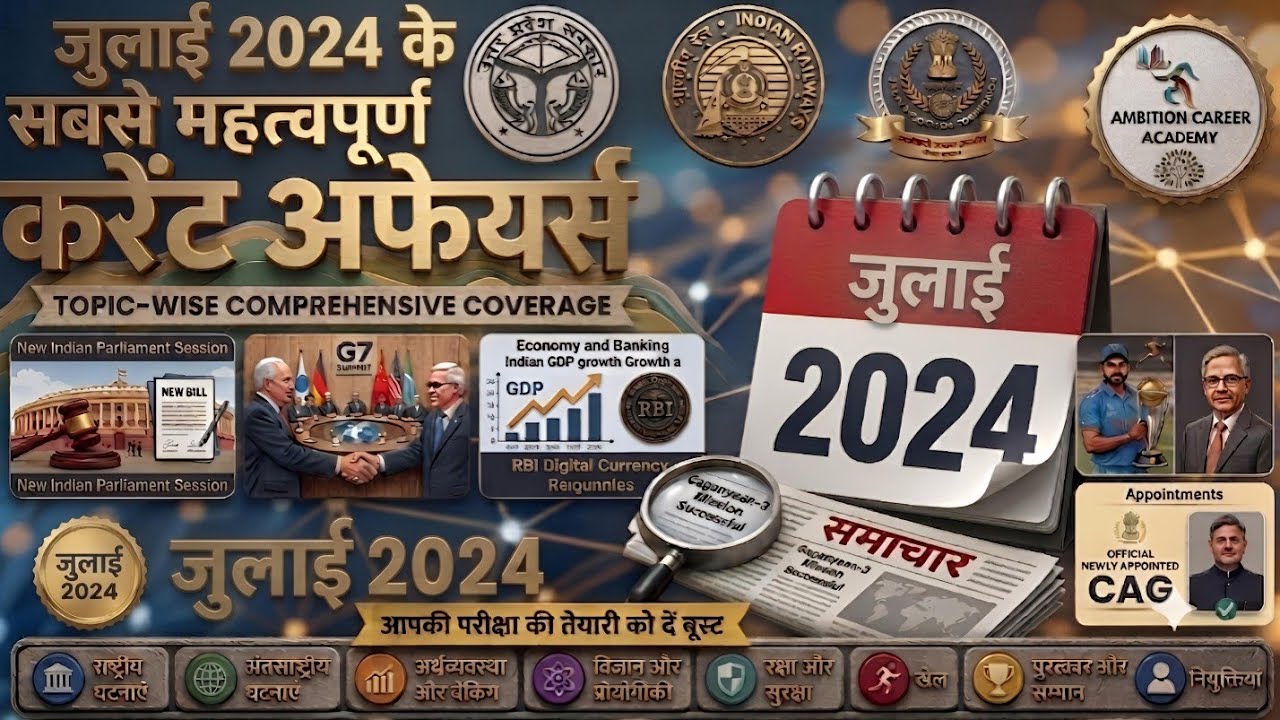 July Monthly Current Affairs 2024 | JULY Top 500+Current Affairs 2024 #july #Julymonthcurrentaffairs