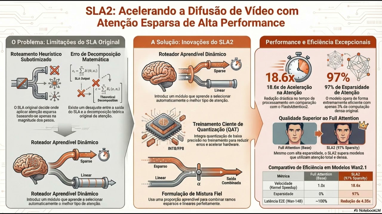 Sparse-Linear Attention projetada para acelerar modelos de difusão de vídeo
