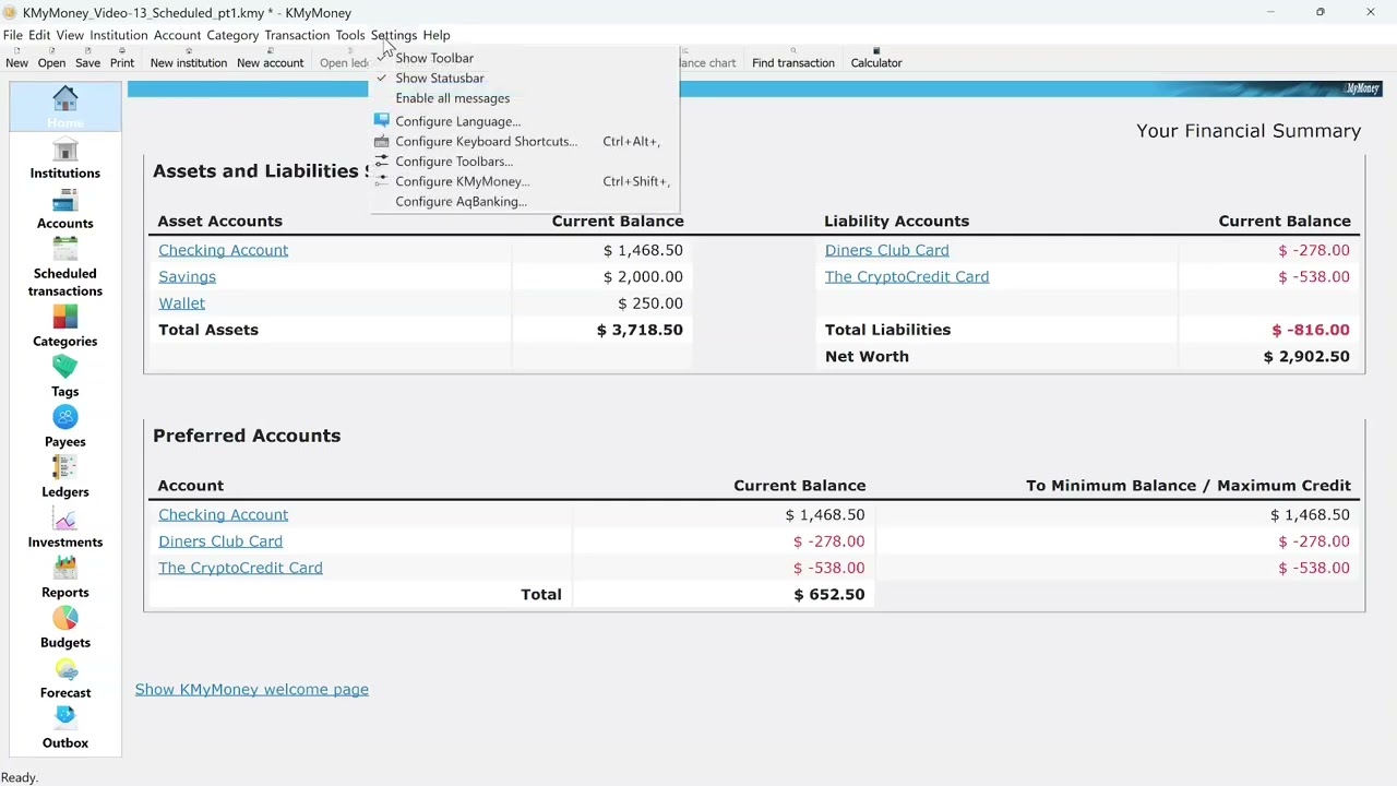 KMyMoney (13) - Scheduled Transactions pt1