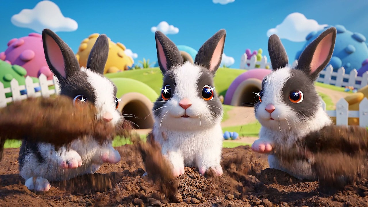 Five Little Baby Rabbits Dig Dig Dig | Fun Garden Song & Nursery Rhymes