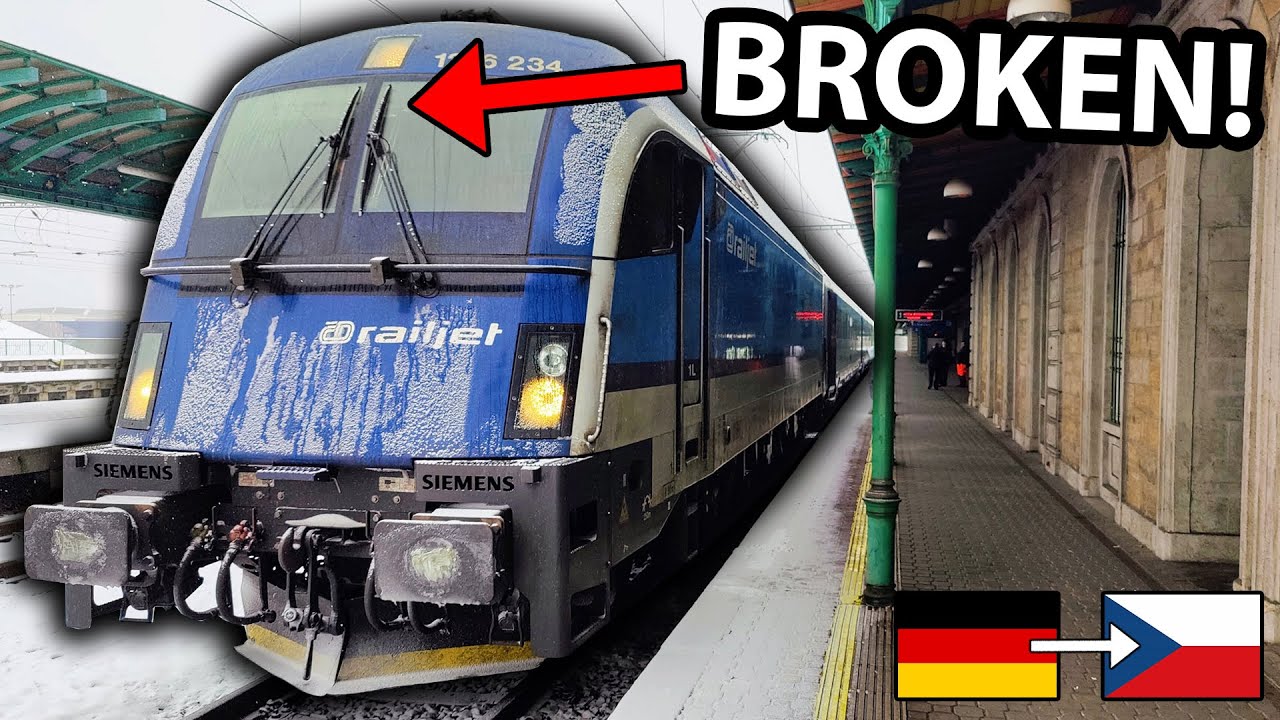 BROKEN DOWN in the COLD! CD Railjet Business class train review (Berlin - Prague)