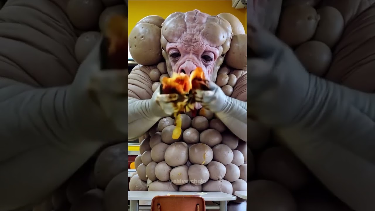 Ugly disgusting monster eating food! MUST SEE (AI Nightmare video)