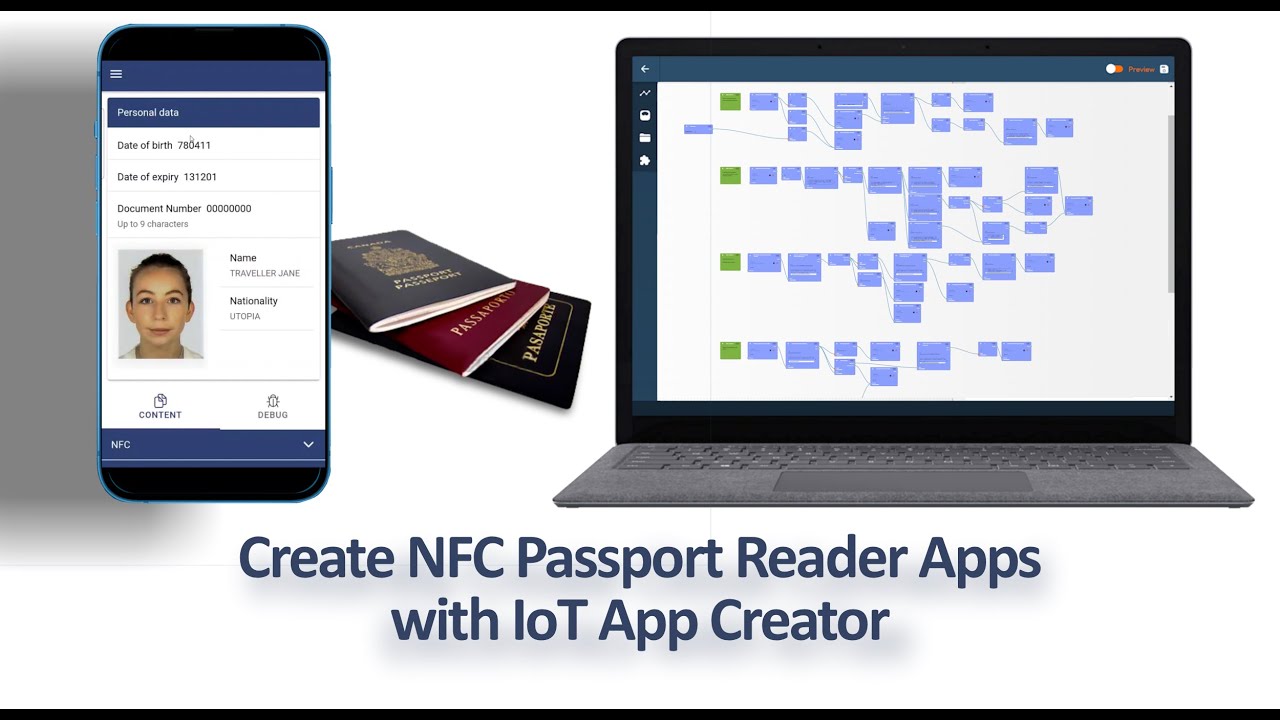 IoTize App Creator:  Create an NFC Passport Reader App