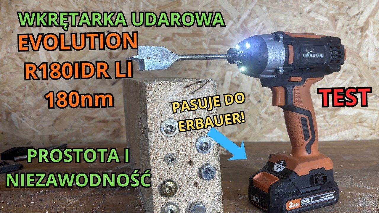 Wkrętarka udarowa EVOLUTION R180IDR LI - TEST taniej i prostej wkrętarki