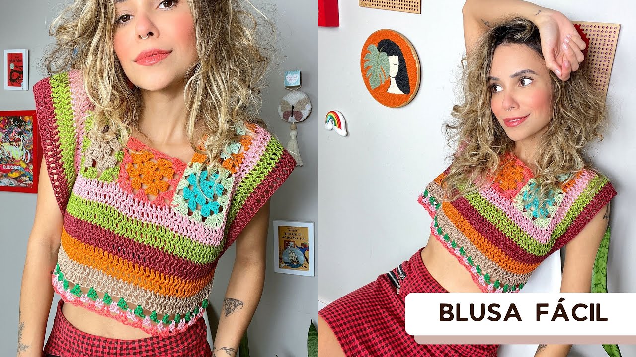 Blusa fácil de crochê Sol - TUTORIAL CROCHET  - FALA + CROCHETA