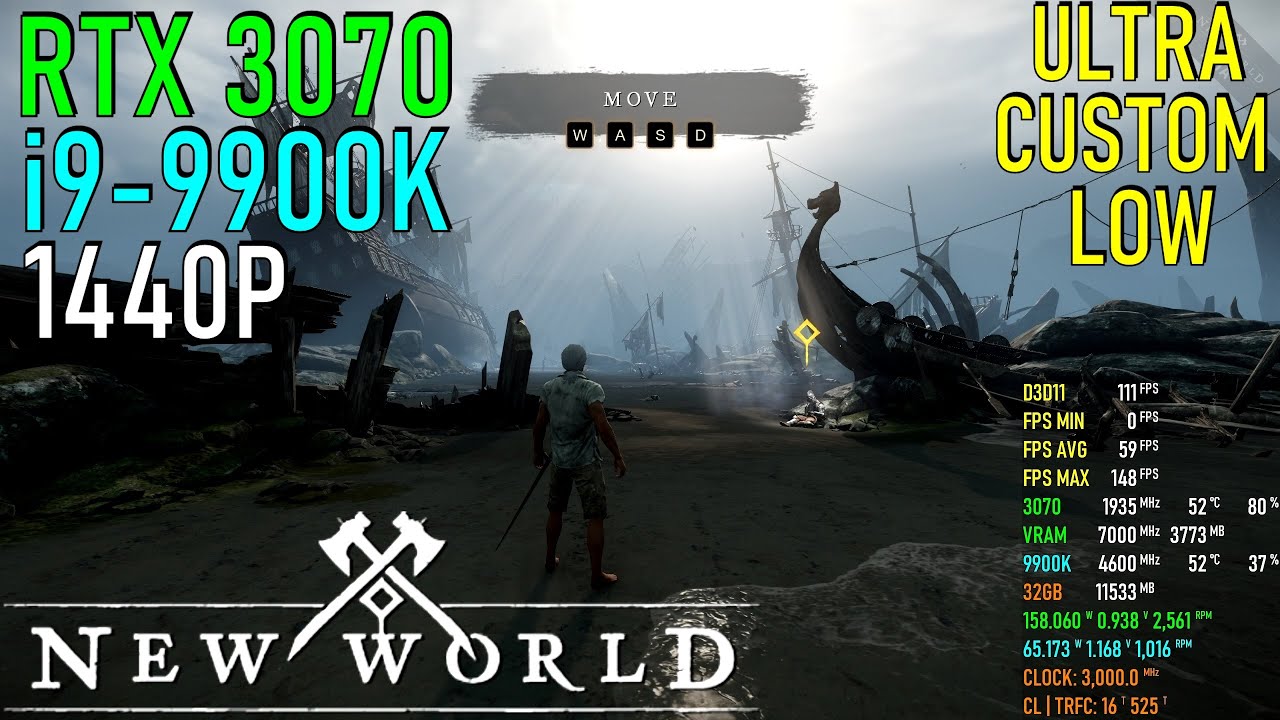 New World: RTX 3070 | i9-9900K | 1440P