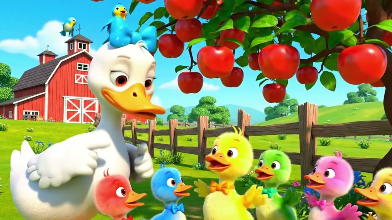 🌞🐤 Five Little Ducks Play Outside | Bright 3D Nursery Rhymes for Babies