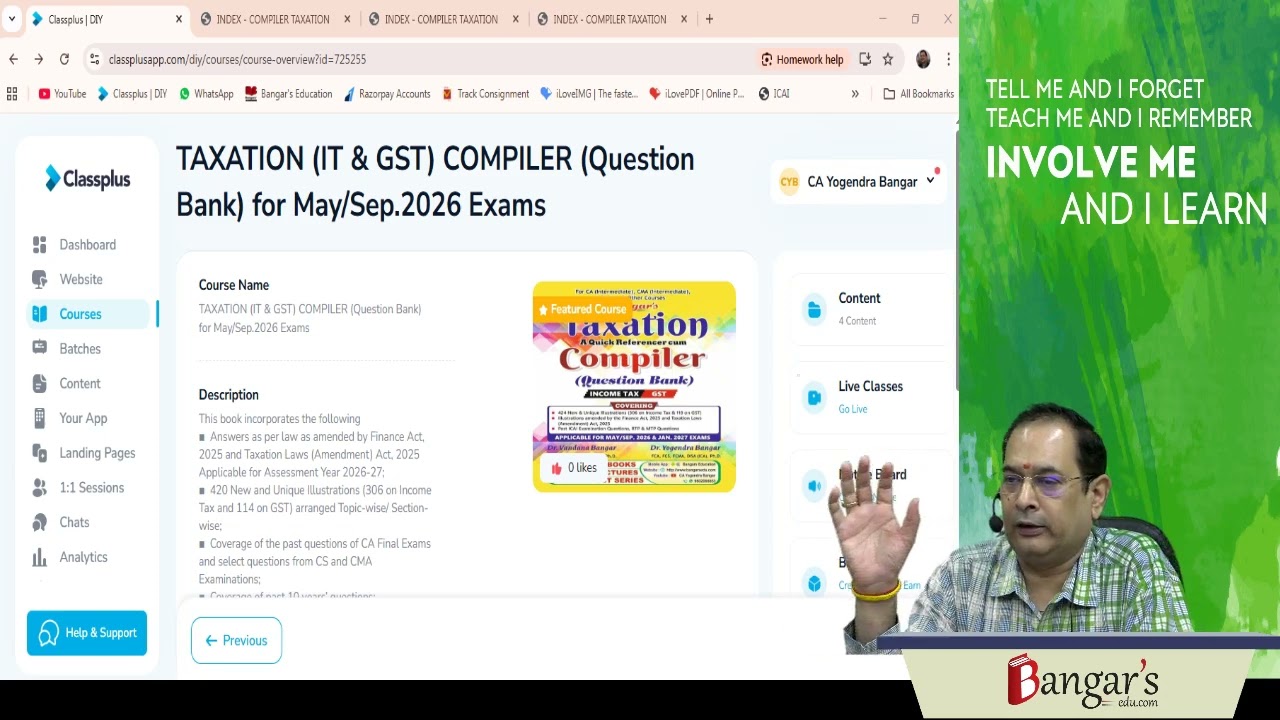 New Book Release !! TAXATION (IT & GST) COMPILER ( Summary Book) for May/Sep.2026 Exams