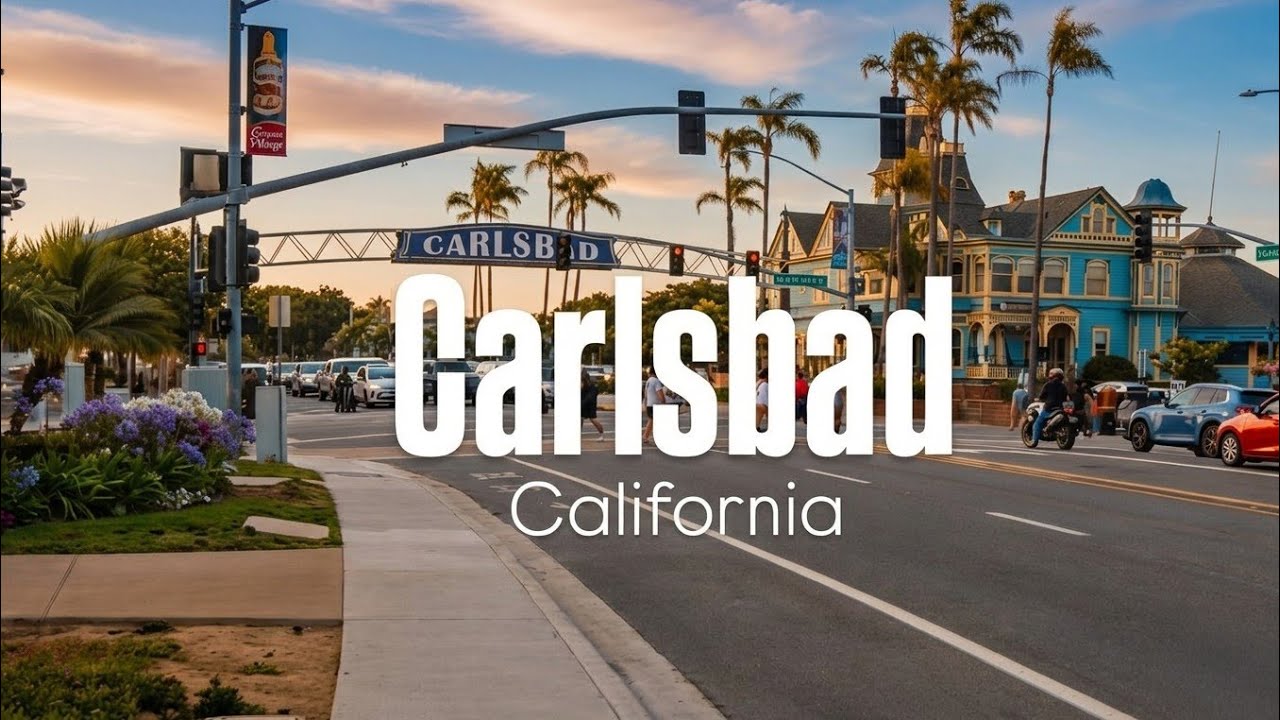 Carlsbad California Walking Tour in 4K UHD + Stereo Sound | Scenic Beach & Village Walk