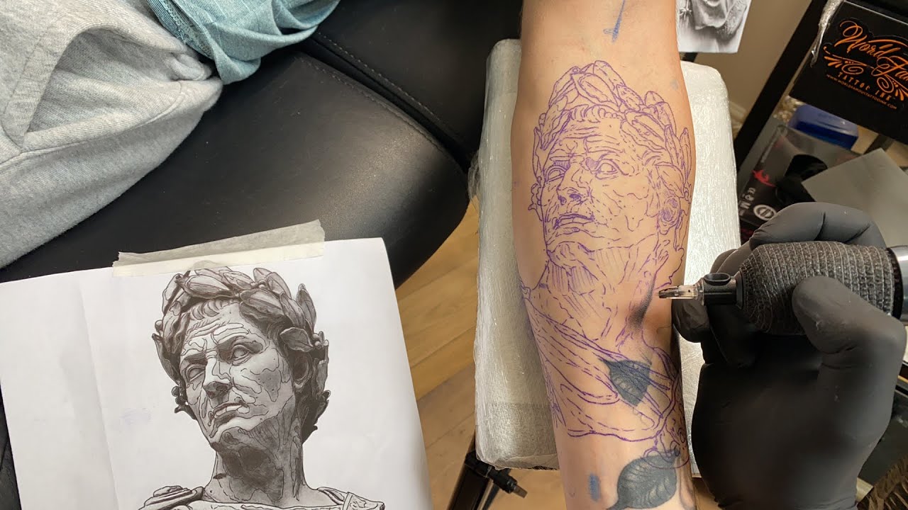 LIVE TATTOO: JULIUS CAESAR (Statue Portrait)