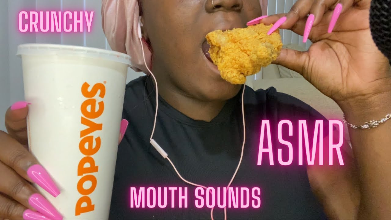 ASMR | POPEYES CHICKEN 🍗 CRUNCHY LIP SMACKING EATING SOUNDS ❤️