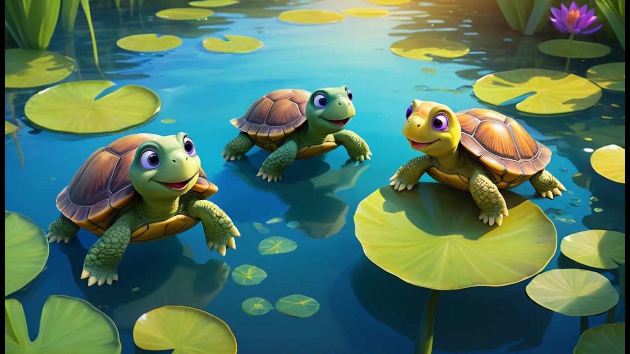 Cinco Tortuguitas Remando en el Mar | Canción Infantil y Rimas para Niños