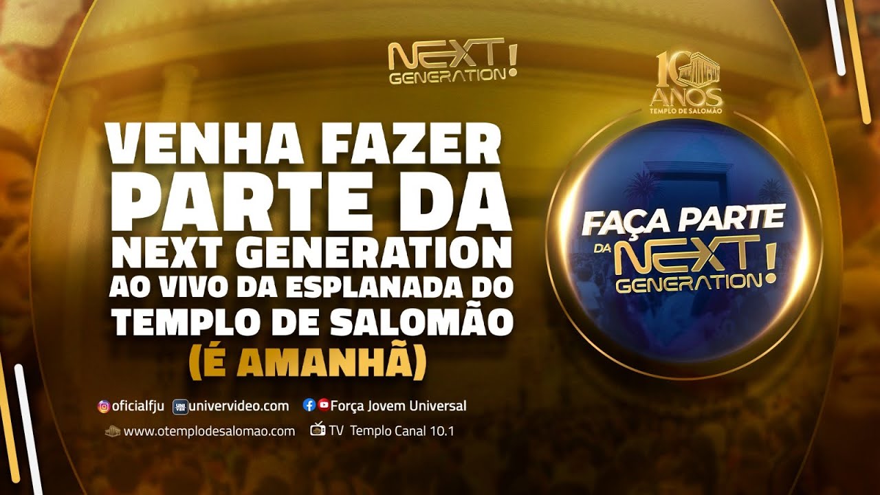 LIVEFJU ESPECIAL DIRETO DO TEMPLO DE SALOMÃO | VENHA FAZER PARTE DO NEXT GENERATION #FJU