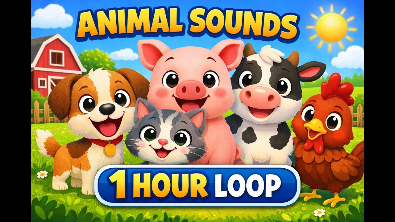 🐶🐱🐷 Animal Sounds Song | Farm Animals 🐮🐔 1 Hour Loop