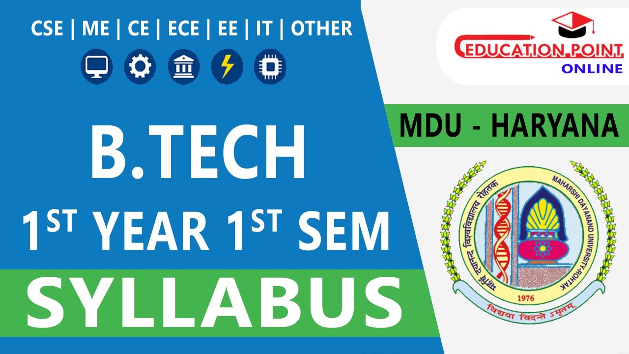 MDU B.Tech 1st Year 1st Semester Syllabus 2025 | MDU Haryana All Branches