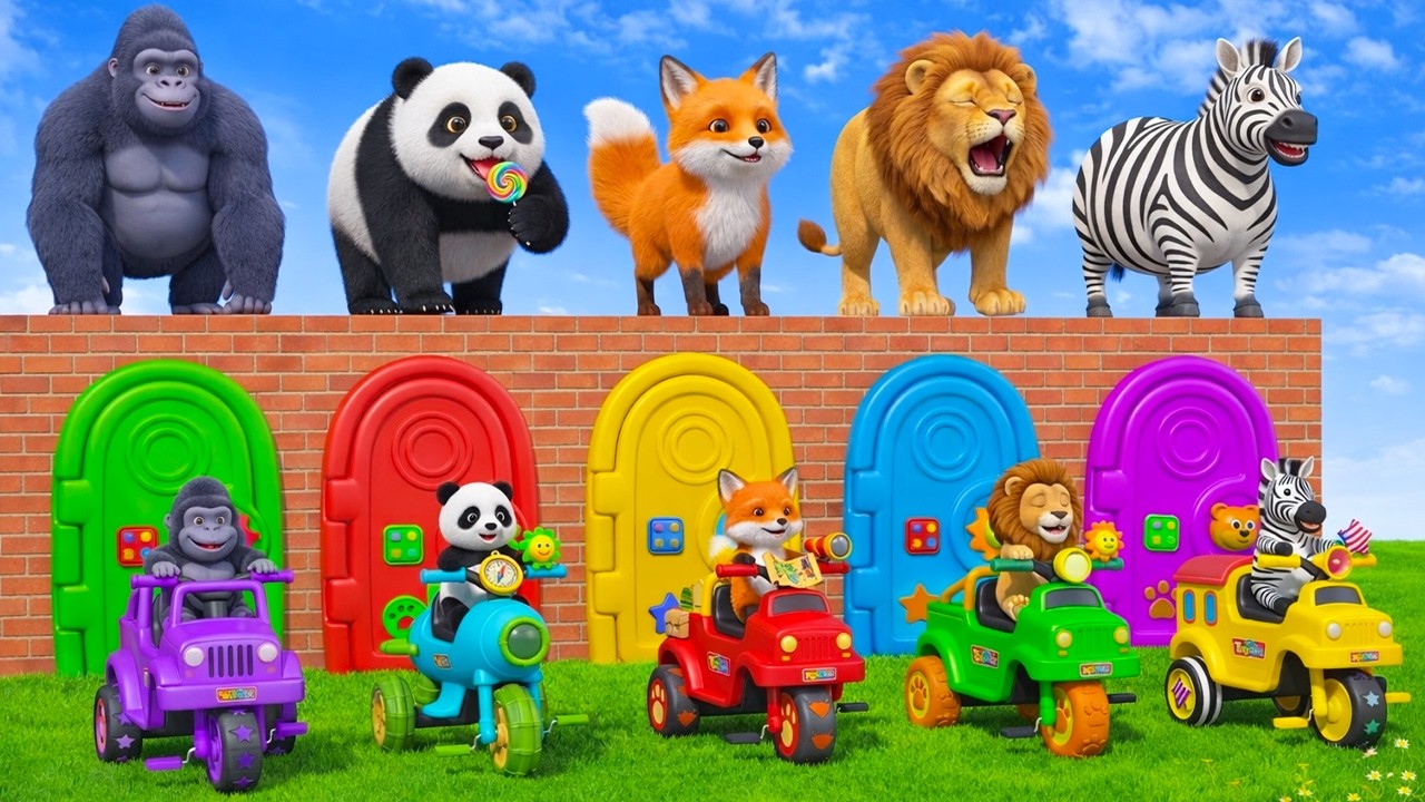 Long Slide Game With Cow Elephant Gorilla Hippopotamus Tiger 3d Animal Game Funny 3d Animals