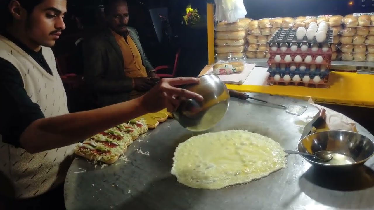 Amazing fast burger making skills at street food Asian street food Lahori people are crazy !