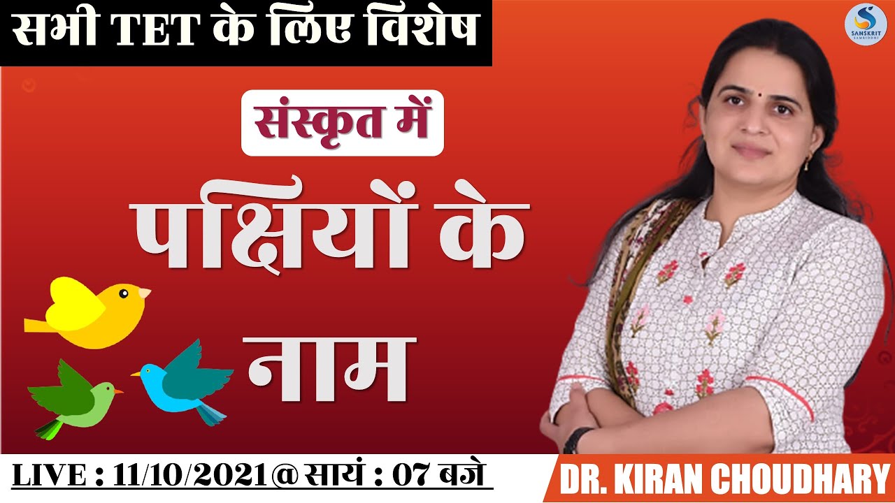 संस्‍कृत पक्षियों के नाम (Name of Birds in Sanskrit)-by.Dr.Kiran Choudhary #UPTET #CTET #MPTET #HTET
