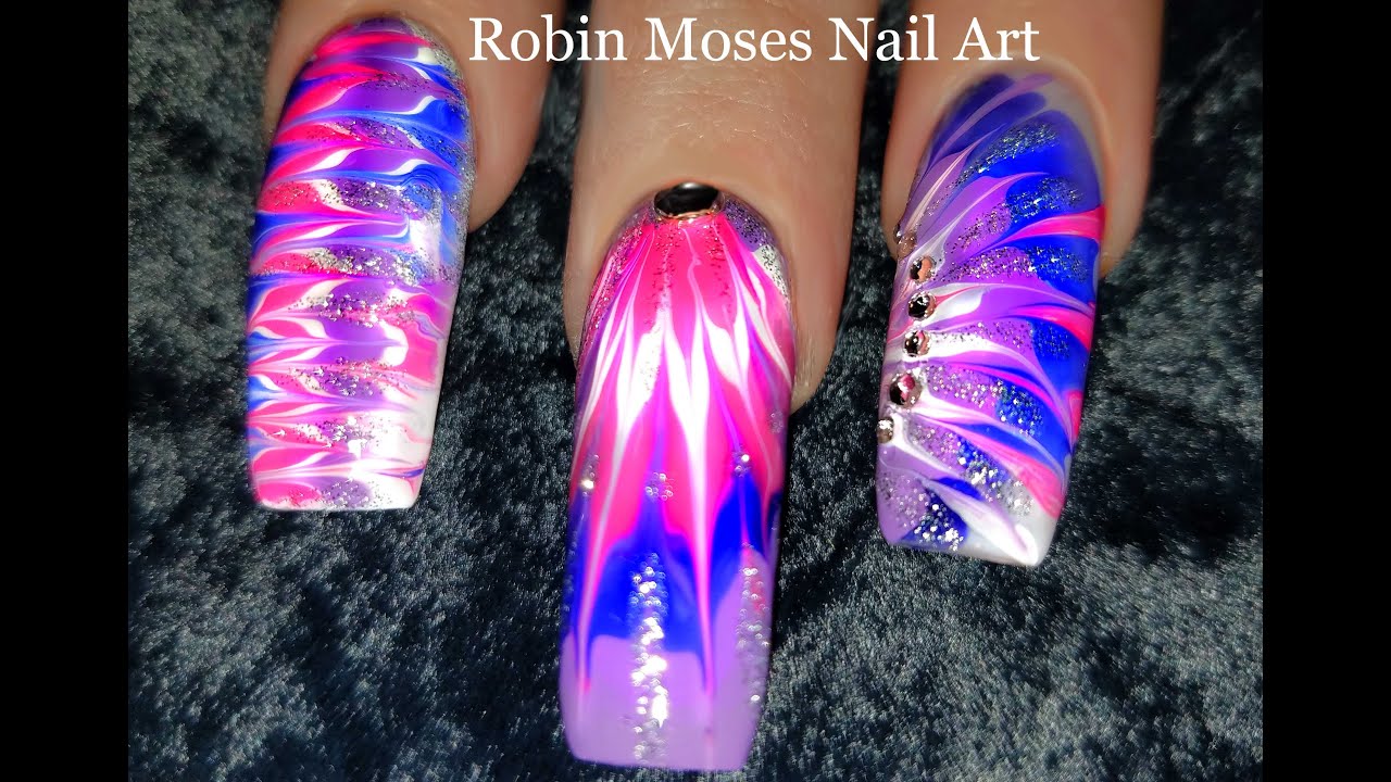 No Water Needed - Lavender Diva DIY Drag Marble nail art Tutorial