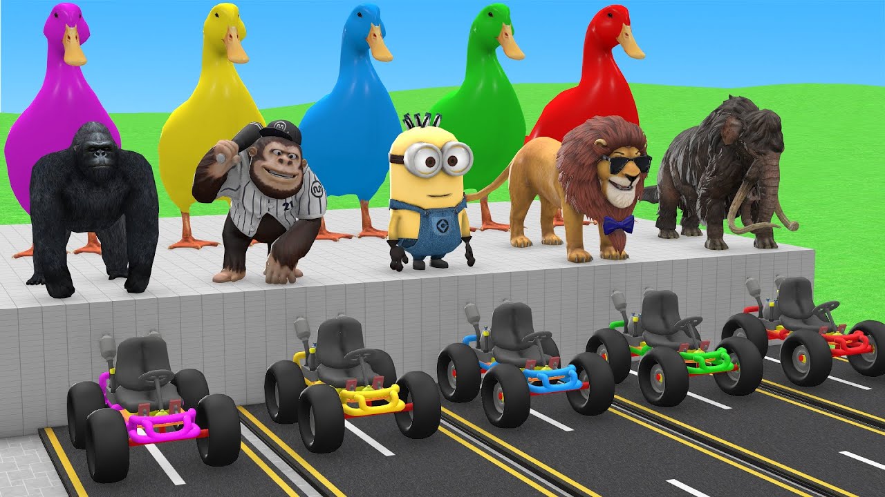 Long Slide Game With Cow Elephant Gorilla Hippopotamus Tiger 3d Animal Game Funny 3d Animals
