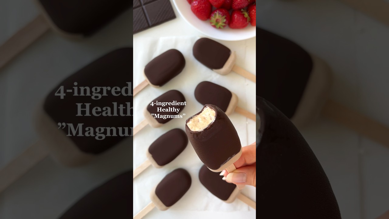 4-ingredient Healthy &rdquo;Magnums&rdquo;🤩 #healthydesserts #healthyicecream #healthyrecipes #easyrecipes