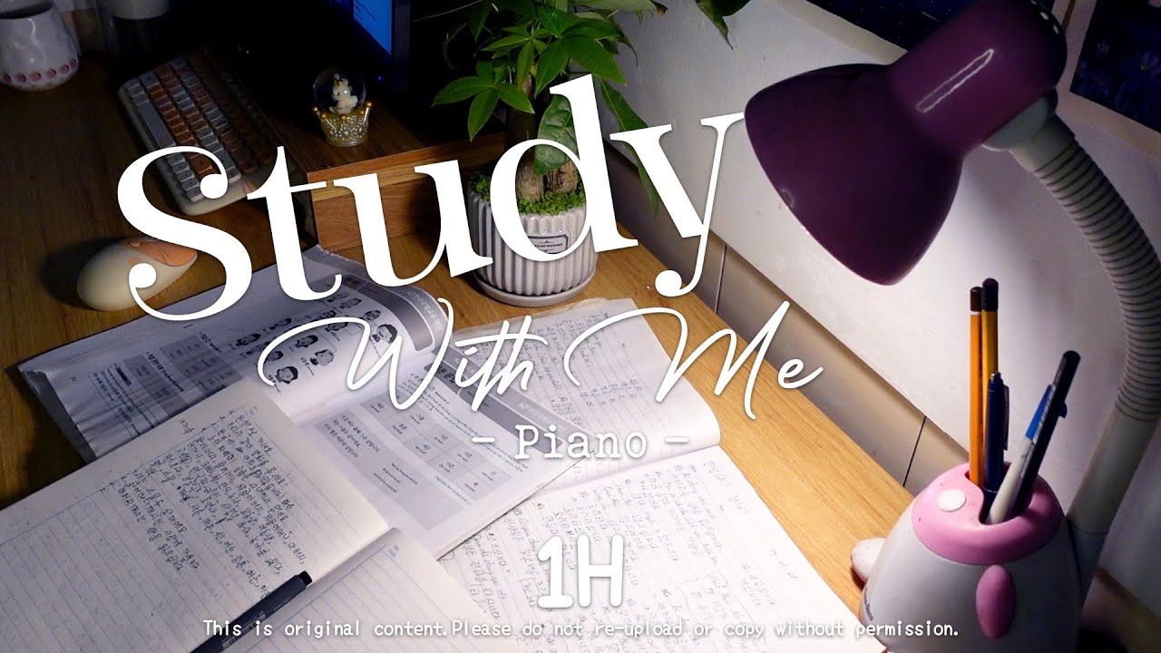 1-Hour Study With Me | Calm Piano 🎹 • Pomodoro 25/5 ⏳ • No Talking • Cozy Focus Session